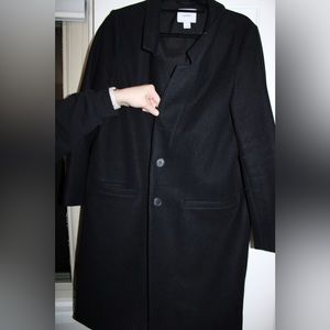 Lightly used old navy black long coat, woman’s size large